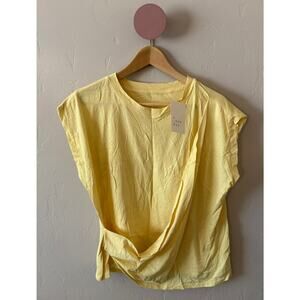 A New Day Solid Yellow Cap Sleeve Lightweight Top NEW